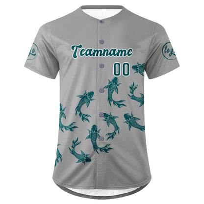Custom Gray Turquoise Baseball Jersey Personalized Gradient Team Uniforms Shirt with Name Number