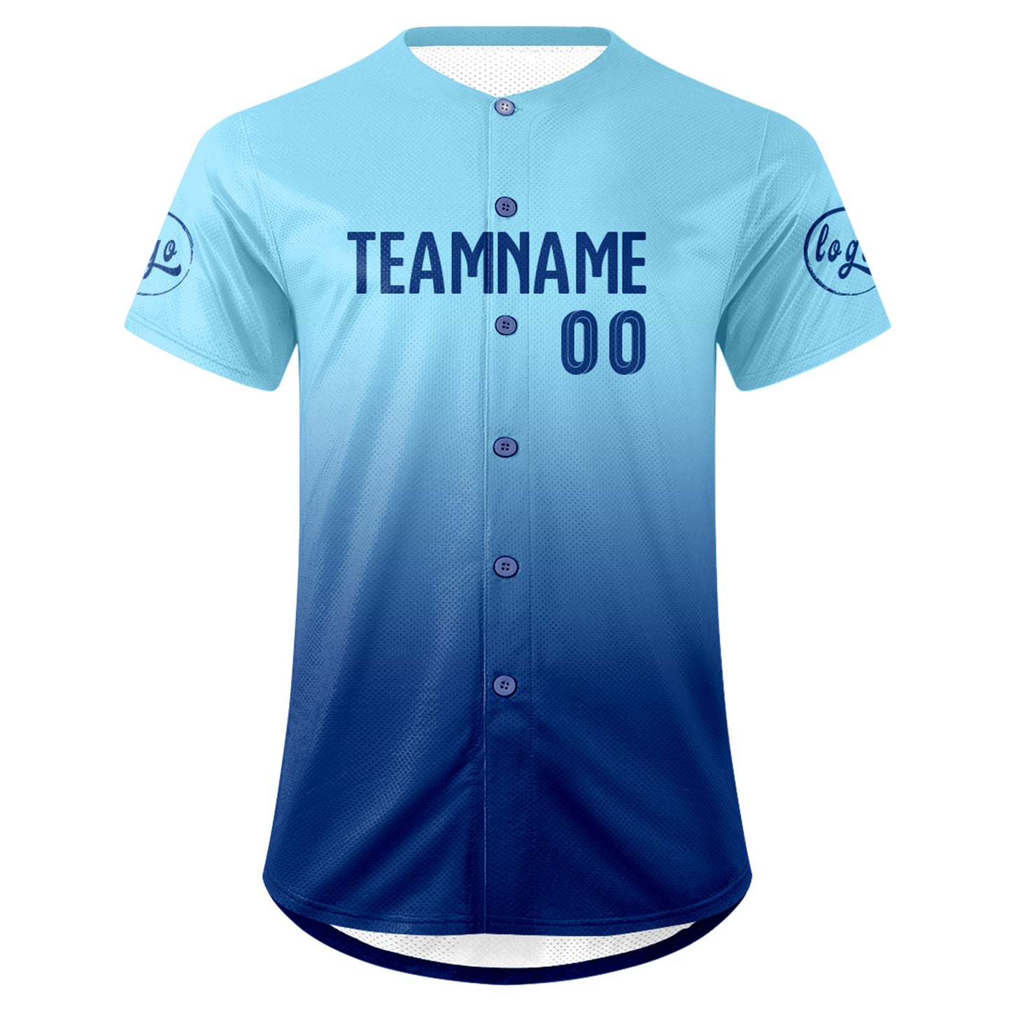 Custom Light Blue Blue Baseball Jersey Personalized Gradient Team Uniforms Shirt with Name Number