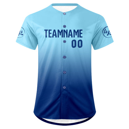 Custom Light Blue Blue Baseball Jersey Personalized Gradient Team Uniforms Shirt with Name Number