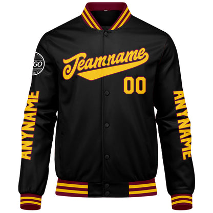 Custom Crimson Black Yellow Varsity Jackets for Men Women Youth Personalized Letterman Jackets