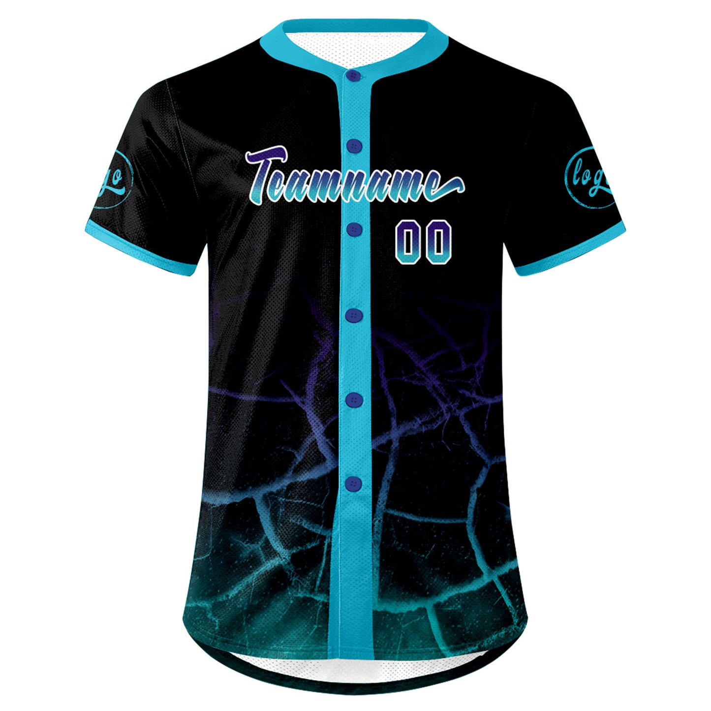 Custom Black Sky Blue Purple Baseball Jersey Personalized Gradient Team Uniforms Shirt with Name Number