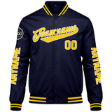 Custom Navy Yellow Varsity Jackets for Men Women Youth Personalized Letterman Jackets