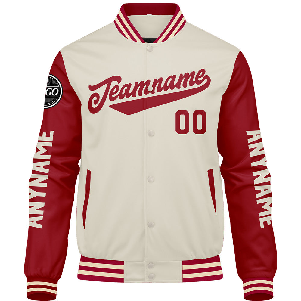 Custom Red Cream Varsity Jackets for Men Women Youth Personalized Letterman Jackets