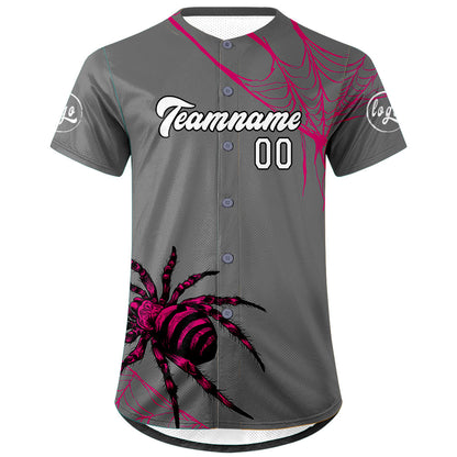 Custom Grey Pink Baseball Jersey Personalized Gradient Team Uniforms Shirt with Name Number