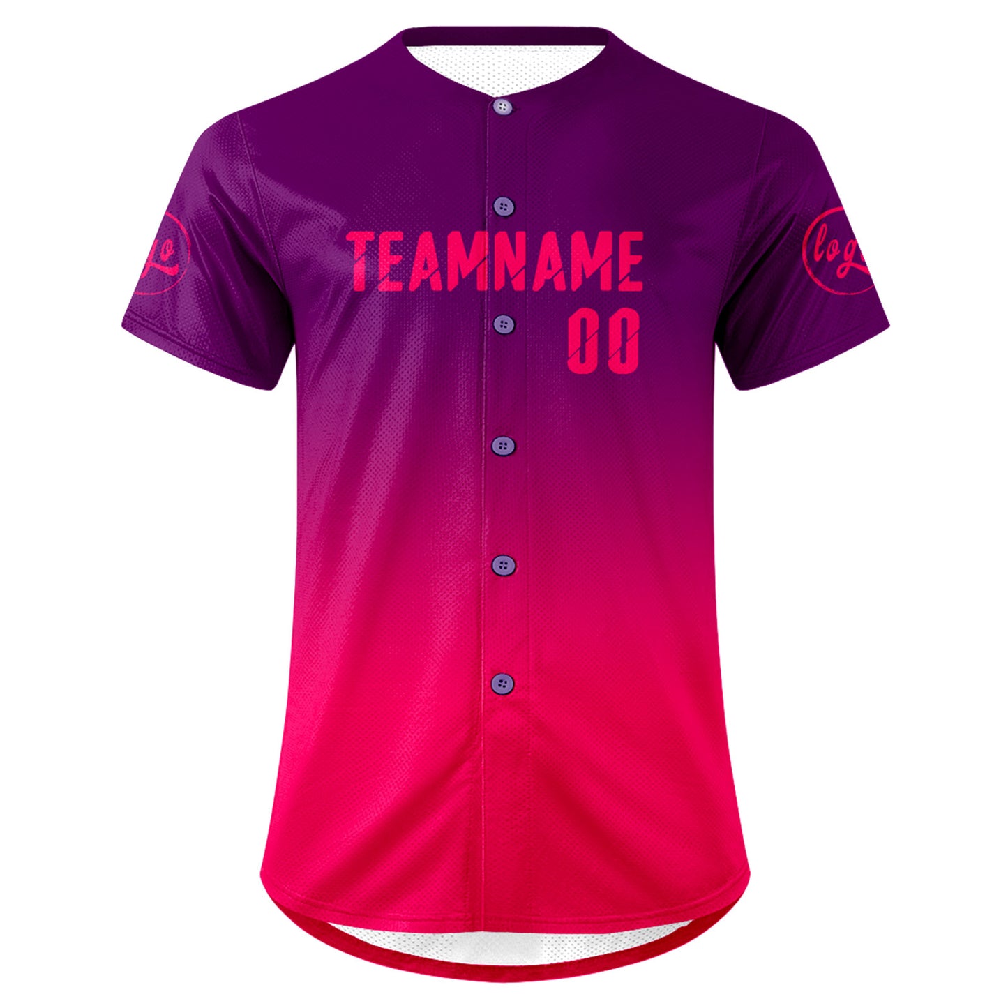 Custom Purple Fuchsia Baseball Jersey Personalized Gradient Team Uniforms Shirt with Name Number