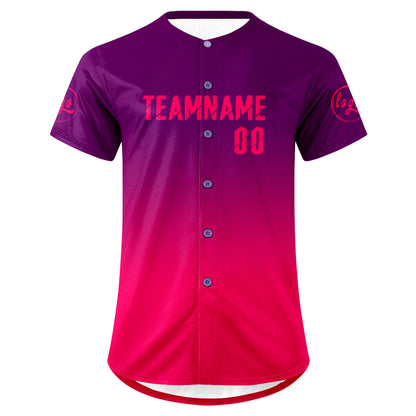 Custom Purple Fuchsia Baseball Jersey Personalized Gradient Team Uniforms Shirt with Name Number