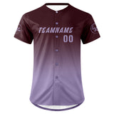 Custom Brown Purple Baseball Jersey Personalized Gradient Team Uniforms Shirt with Name Number