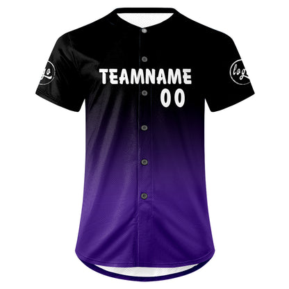 Custom Black Purple Baseball Jersey Personalized Gradient Team Uniforms Shirt with Name Number