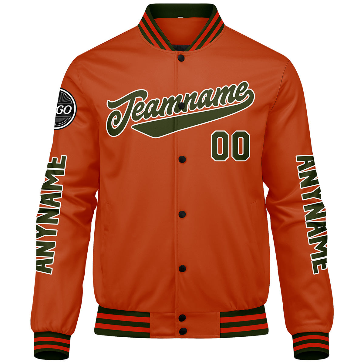 Custom Olive Green Orange Varsity Jackets for Men Women Youth Personalized Letterman Jackets