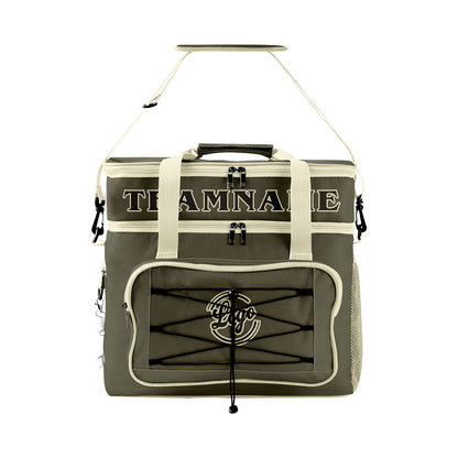 Custom Army Green Cream Double Layer Insulated Cooler Bag - 600D Oxford Waterproof Picnic Tote for Camping, Hiking & BBQ - Large Capacity Thermal Lunch Bag
