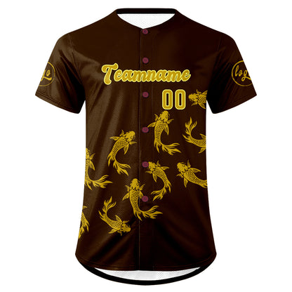 Custom Brown Yellow Baseball Jersey Personalized Gradient Team Uniforms Shirt with Name Number