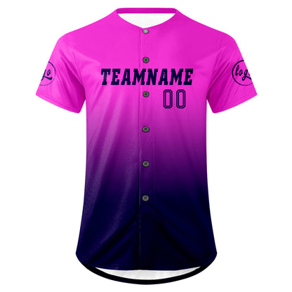 Custom Purple Navy Blue Baseball Jersey Personalized Gradient Team Uniforms Shirt with Name Number