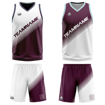 Custom White Purple Reversible Basketball Suit for Adults and Kids Personalized Jersey