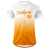Custom White Orange Baseball Jersey Personalized Gradient Team Uniforms Shirt with Name Number