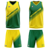 Custom Yellow Green Reversible Basketball Suit for Adults and Kids Personalized Jersey