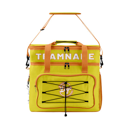 Custom Yellow Orange Double Layer Insulated Cooler Bag - 600D Oxford Waterproof Picnic Tote for Camping, Hiking & BBQ - Large Capacity Thermal Lunch Bag