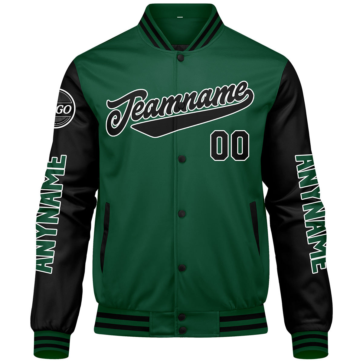 Custom Green Black Varsity Jackets for Men Women Youth Personalized Letterman Jackets