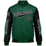 Custom Green Black Varsity Jackets for Men Women Youth Personalized Letterman Jackets