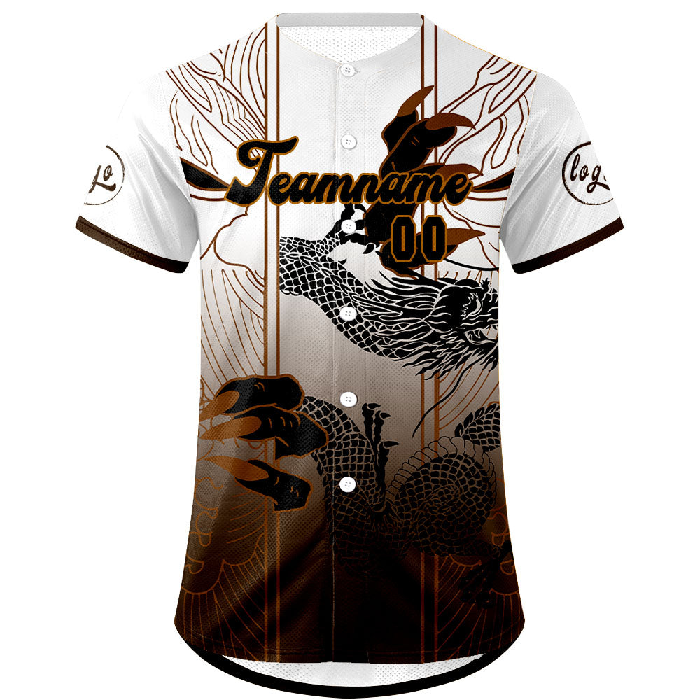 Custom Brown White Baseball Jersey Personalized Gradient Team Uniforms Shirt with Name Number