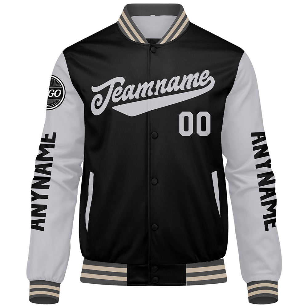 Custom Grey Black Cream Varsity Jackets for Men Women Youth Personalized Letterman Jackets