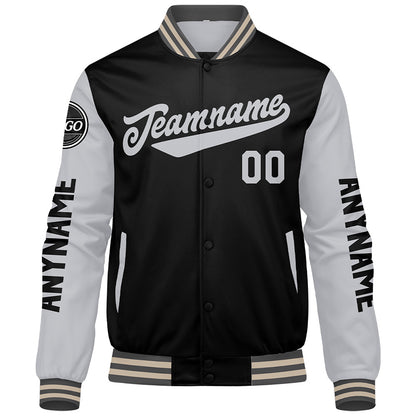 Custom Grey Black Cream Varsity Jackets for Men Women Youth Personalized Letterman Jackets