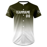 Custom Green White Baseball Jersey Personalized Gradient Team Uniforms Shirt with Name Number