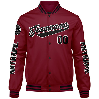 Custom Crimson Black Varsity Jackets for Men Women Youth Personalized Letterman Jackets
