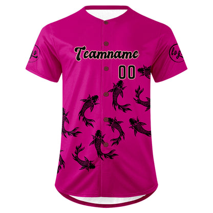 Custom Rose Pink Black Baseball Jersey Personalized Gradient Team Uniforms Shirt with Name Number