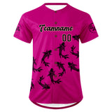Custom Rose Pink Black Baseball Jersey Personalized Gradient Team Uniforms Shirt with Name Number