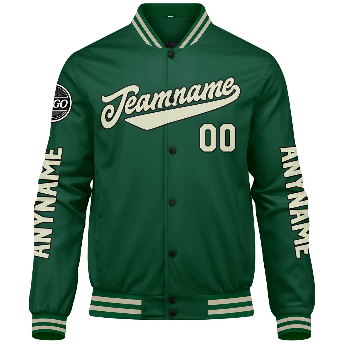 Custom Green Cream Varsity Jackets for Men Women Youth Personalized Letterman Jackets