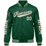 Custom Green Cream Varsity Jackets for Men Women Youth Personalized Letterman Jackets