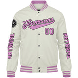 Custom Cream Pink Varsity Jackets for Men Women Youth Personalized Letterman Jackets