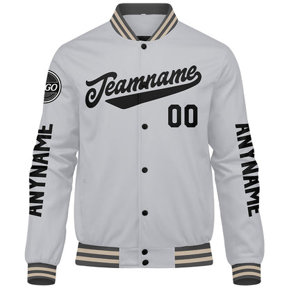 Custom Grey Black Varsity Jackets for Men Women Youth Personalized Letterman Jackets