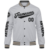 Custom Grey Black Varsity Jackets for Men Women Youth Personalized Letterman Jackets