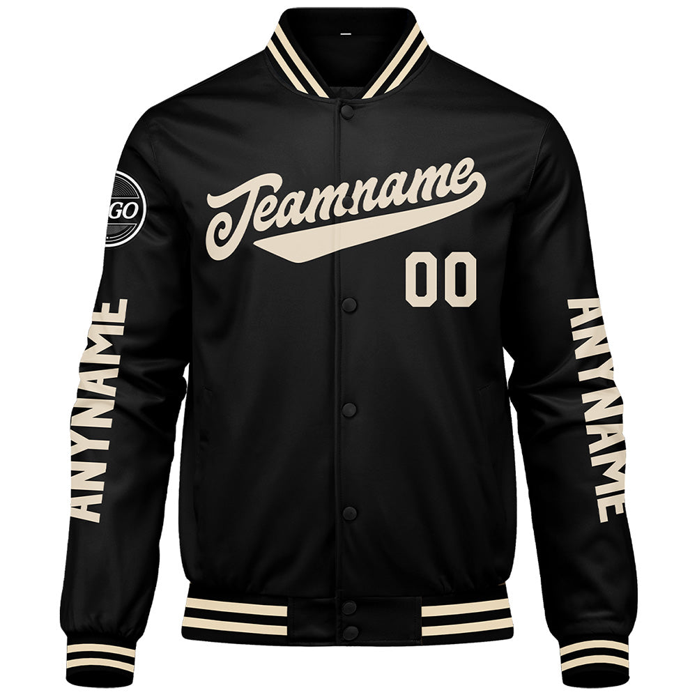 Custom Black Cream Varsity Jackets for Men Women Youth Personalized Letterman Jackets