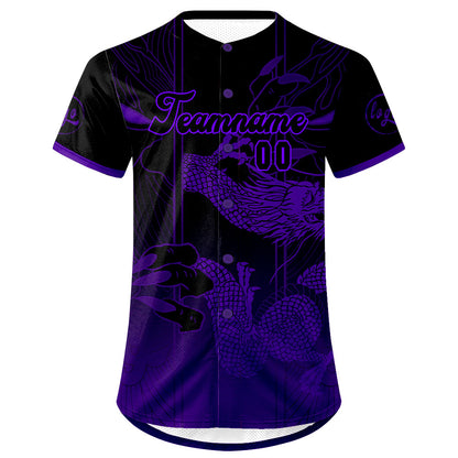 Custom Black Purple Baseball Jersey Personalized Gradient Team Uniforms Shirt with Name Number