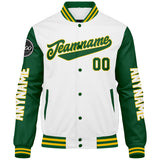 Custom Green Yellow White Varsity Jackets for Men Women Youth Personalized Letterman Jackets