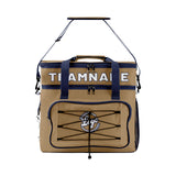 Custom Brown Blue Double Layer Insulated Cooler Bag - 600D Oxford Waterproof Picnic Tote for Camping, Hiking & BBQ - Large Capacity Thermal Lunch Bag