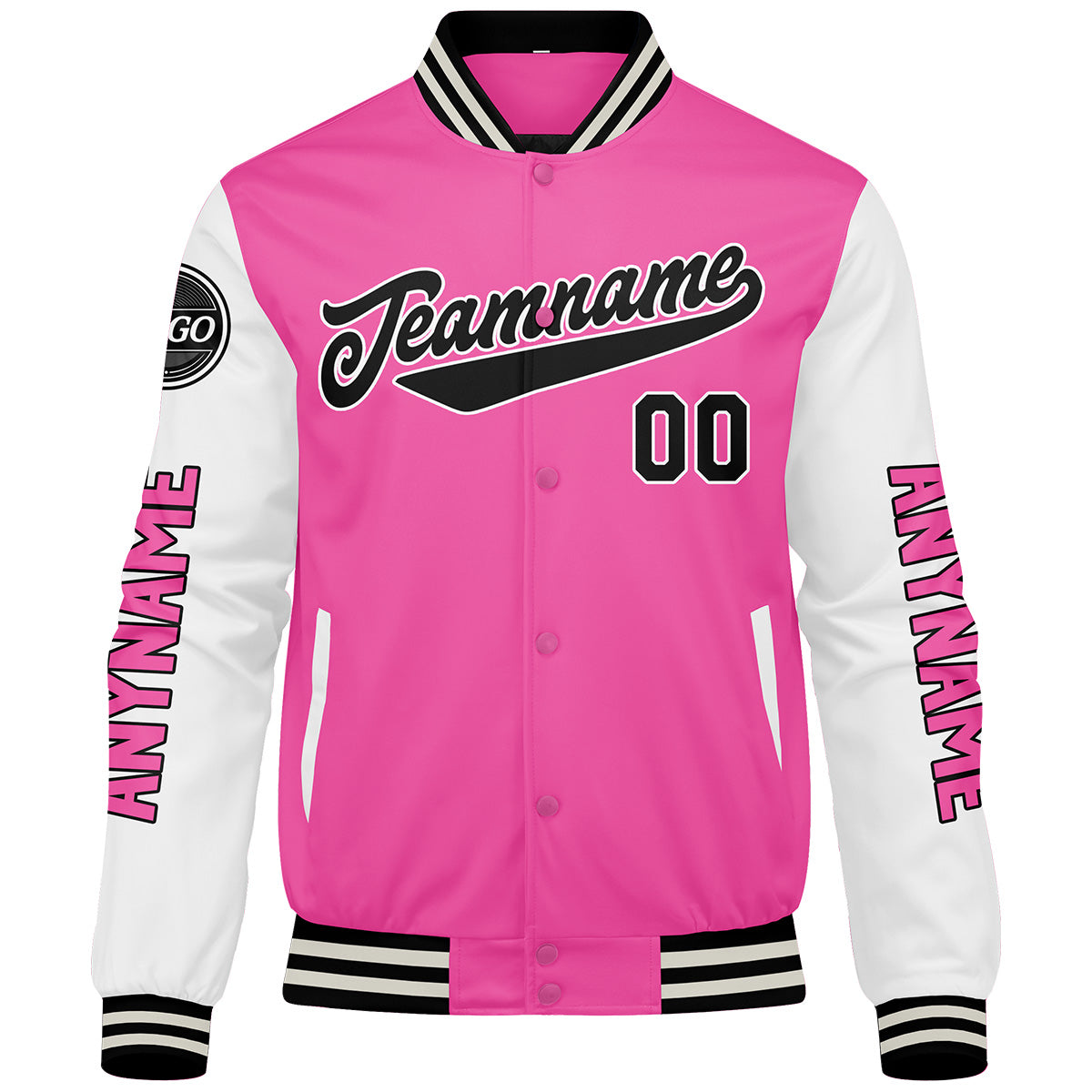Custom Pink White Varsity Jackets for Men Women Youth Personalized Letterman Jackets