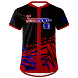 Custom Red Blue Baseball Jersey Personalized Gradient Team Uniforms Shirt with Name Number