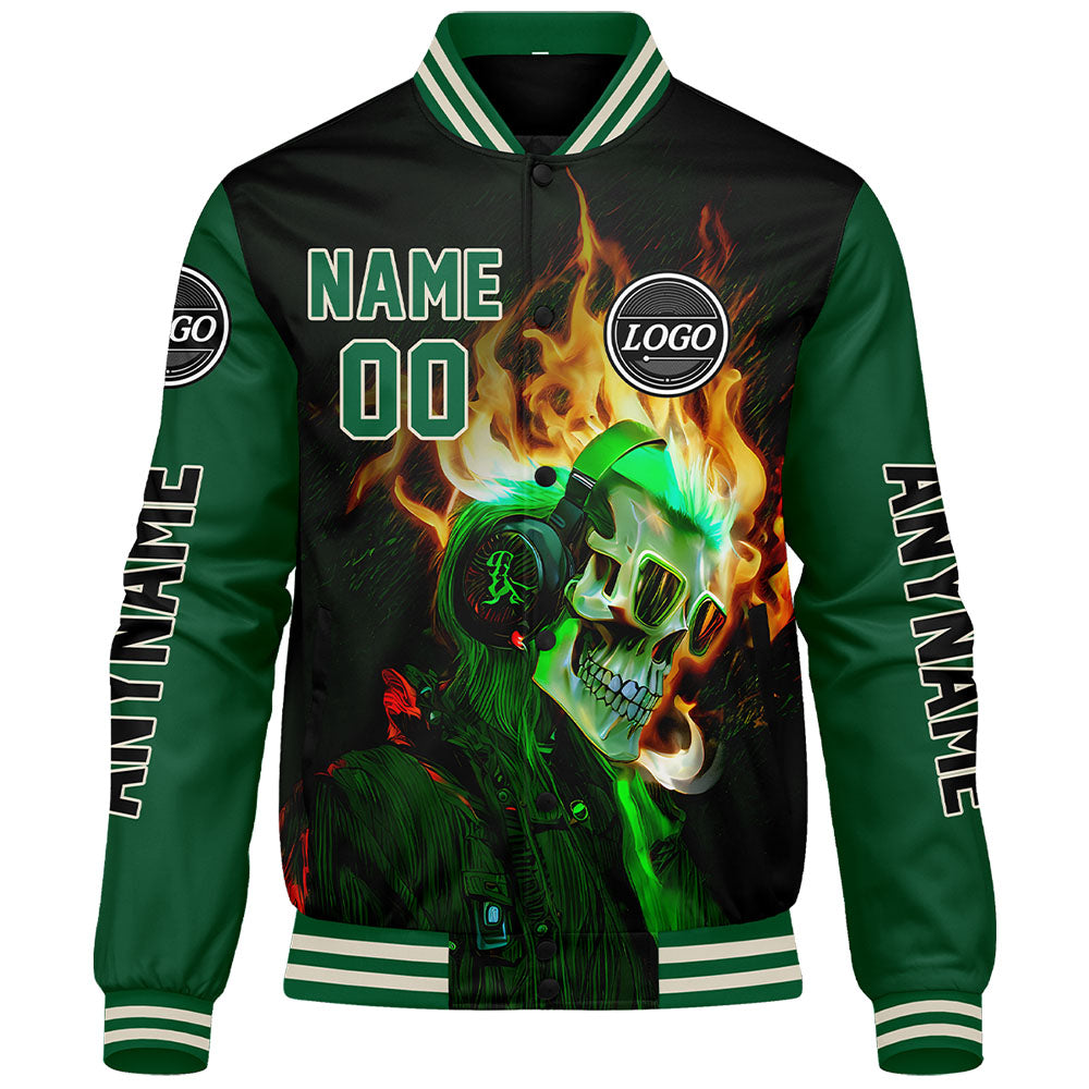 Custom Green Black Varsity Jackets for Men Women Youth Personalized Letterman Jackets