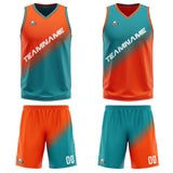 Custom Orange Green Reversible Basketball Suit for Adults and Kids Personalized Jersey