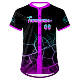 Custom Black Bright Purple Lakes Blue Baseball Jersey Personalized Gradient Team Uniforms Shirt with Name Number