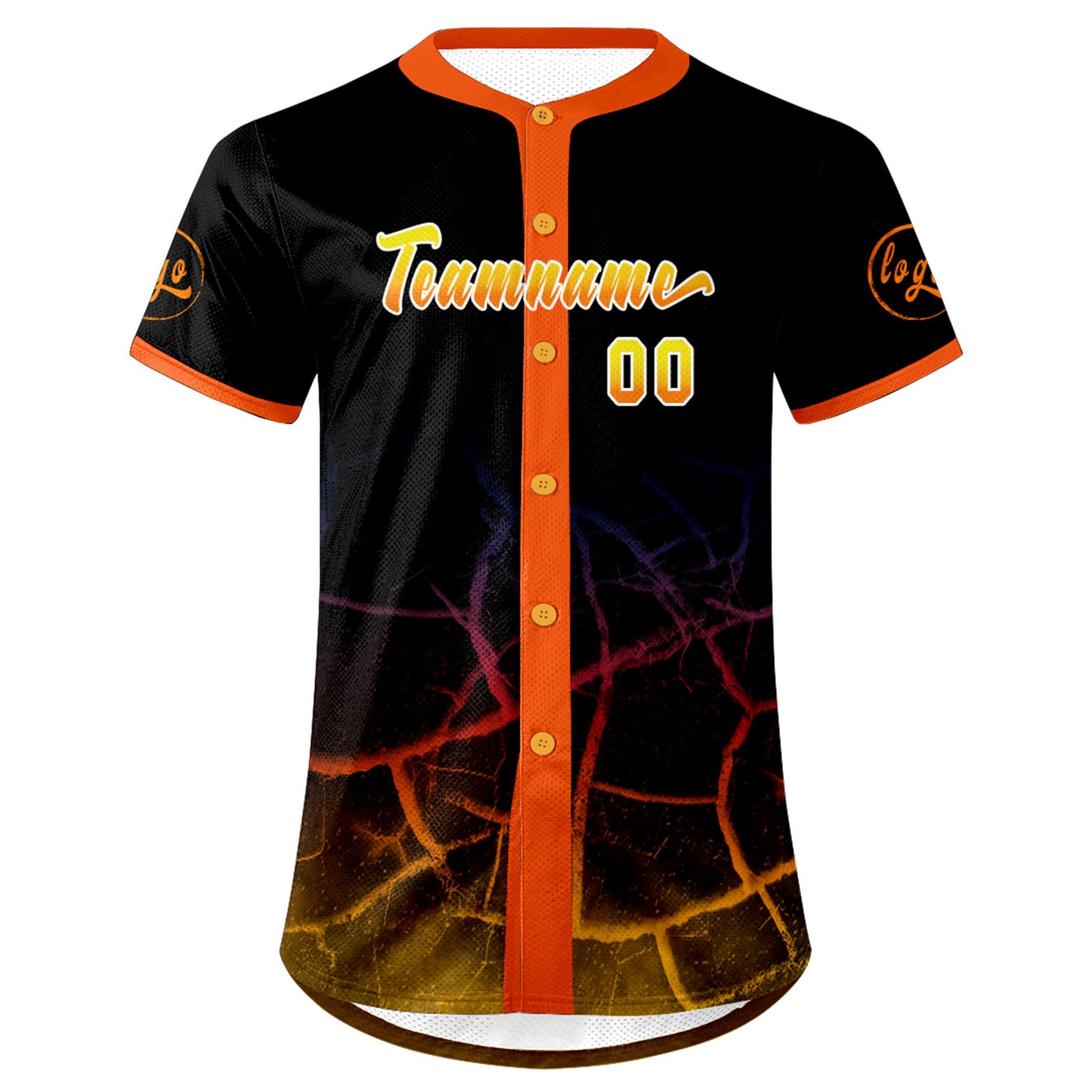 Custom Black Orange Yellow Baseball Jersey Personalized Gradient Team Uniforms Shirt with Name Number