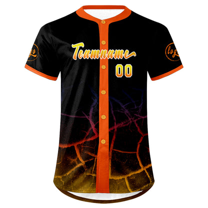 Custom Black Orange Yellow Baseball Jersey Personalized Gradient Team Uniforms Shirt with Name Number
