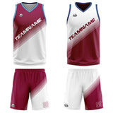 Custom Red White Reversible Basketball Suit for Adults and Kids Personalized Jersey