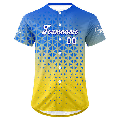 Custom Blue Yellow Baseball Jersey Personalized Gradient Team Uniforms Shirt with Name Number