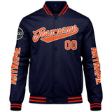 Custom Navy Orange Varsity Jackets for Men Women Youth Personalized Letterman Jackets