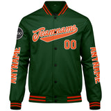 Custom Dark Green Orange Varsity Jackets for Men Women Youth Personalized Letterman Jackets