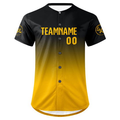 Custom Black Yellow Baseball Jersey Personalized Gradient Team Uniforms Shirt with Name Number